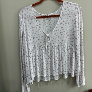 Hippie Rose White and Purple Floral Blouse